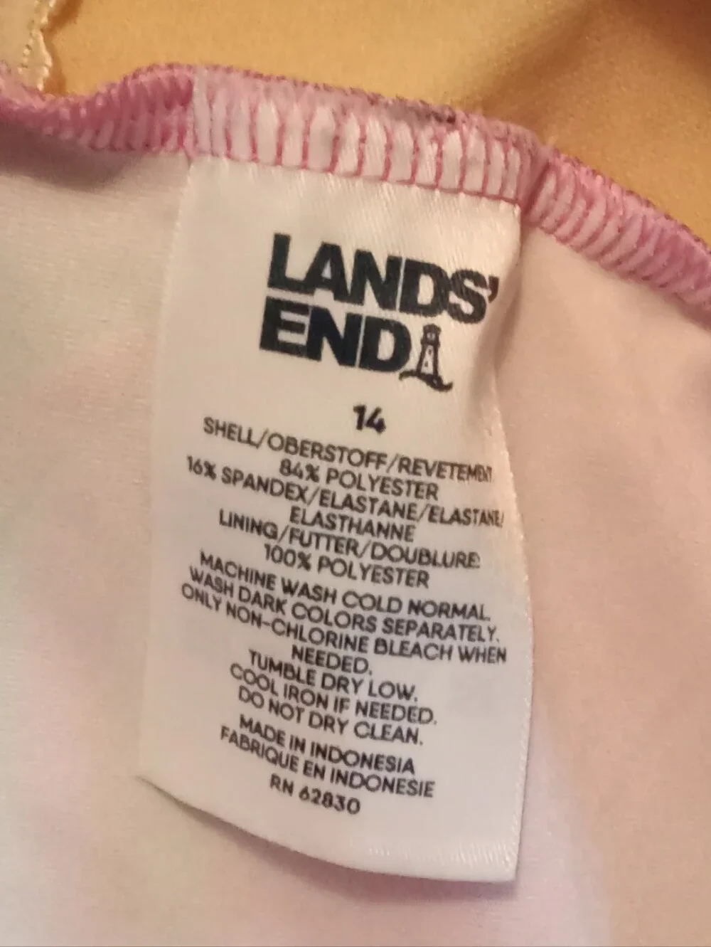 Land's End Girl's Pastel Marble-Print Tankini Top with Striped Crossback Straps